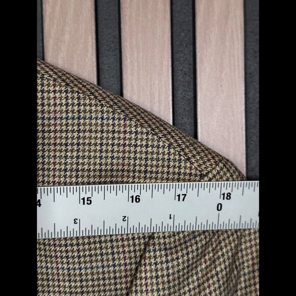 Lauren Ralph Lauren Jacket 40R Beige Houndstooth 2 Button Blazer Coat Silk Wool - Picture 5 of 10